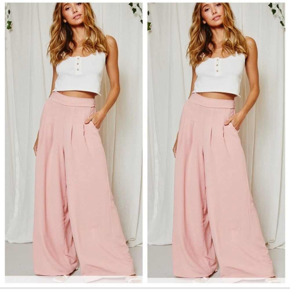 Blush Pink Wide Leg Pants – Flowy, Feminine, and Effortlessly Chic